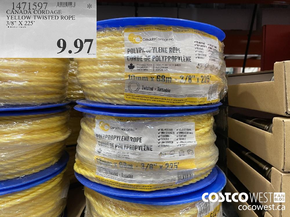 1471597 CANADA CORDAGE YELLOW TWISTED ROPE 3/8" x 225' $9.97