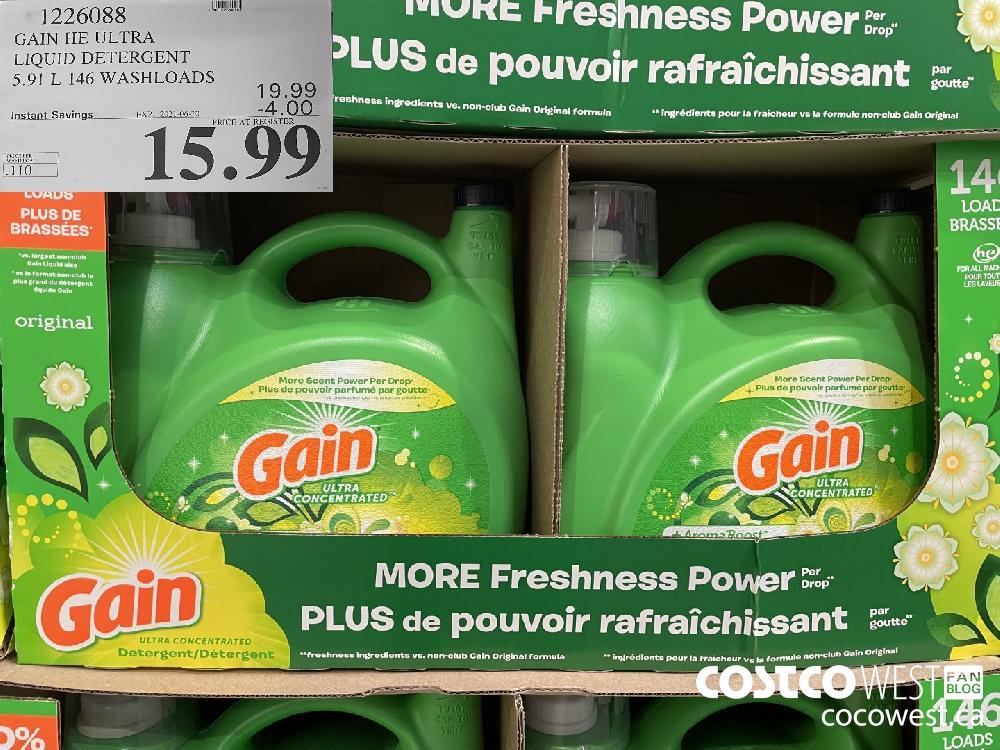 1226083 GAIN HE ULTRA LIQUID DETERGENT 5.91 L 146 WASHLOADS ($4.00 INSTANT SAVINGS EXPIRES ON 2021-06-20) $15.99