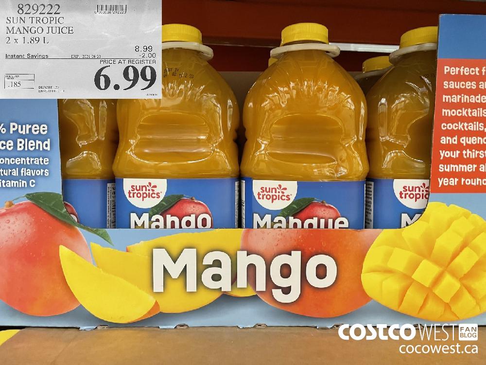829222 SUN TROPIC MANGO JUICE 2 x 189 L ($2.00 INSTANT SAVINGS EXPIRES ON 2021-06-20) $6.99