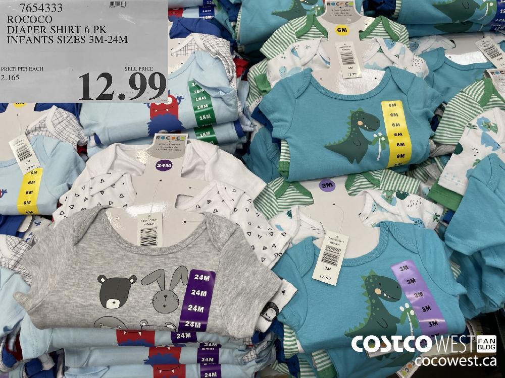 7654333 ROCOCO DIAPER SHIRT 6 PK INFANTS SIZES 3M-24M $12.99