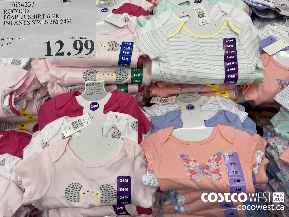 7654333 ROCOCO DIAPER SHIRT 6 PK INFANTS SIZES 3M-24M $12.99