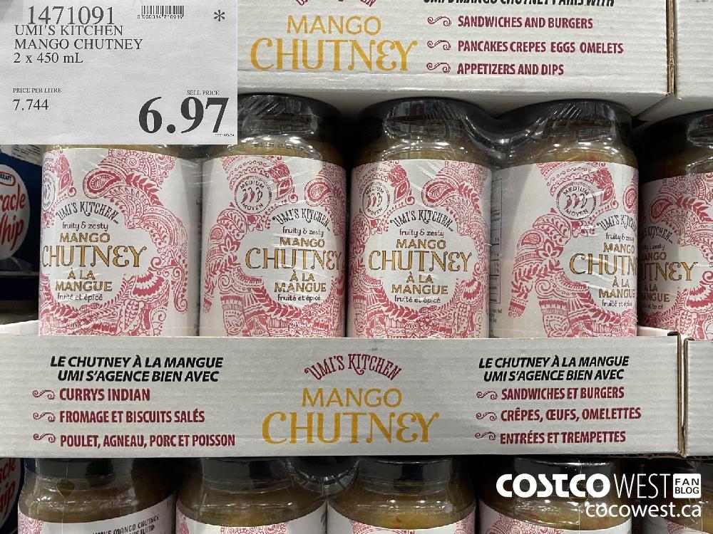 1471091 UMI'S KITCHEN MANGO CHUTNEY 2 x 450 mL $6.97