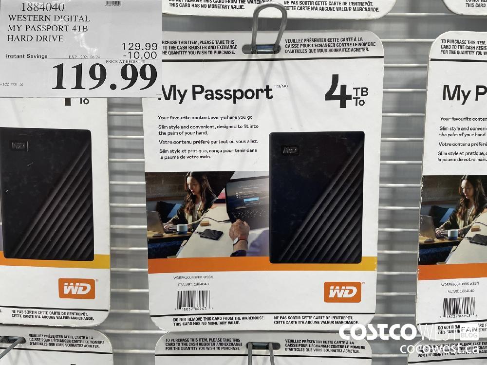 1884040 WESTERN DIGITAL MY PASSPORT 4TB HARD DRIVE ($10.00 INSTANT SAVINGS EXPIRES ON 2021-06-24) $119.99