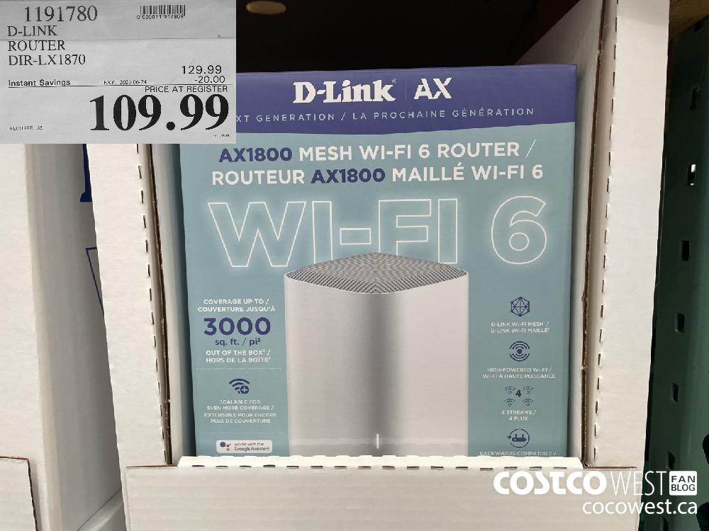 1191780 D-LINK ROUTER DIR-LX1870 ($20.00 INSTANT SAVINGS EXPIRES ON 2021-06-24) $109.99