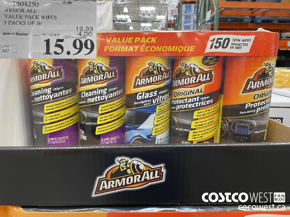 1504250 ARMOR ALL VALUE PACK WIPES 5 PACKS OF 30 ($4.00 INSTANT SAVINGS EXPIRES ON 2021-06-20) $15.99