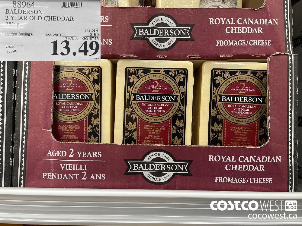 88964 BALDERSON 2 YEAR OLD CHEDDAR 750 g ($3.50 INSTANT SAVINGS EXPIRES ON 2021-06-27) $13.49