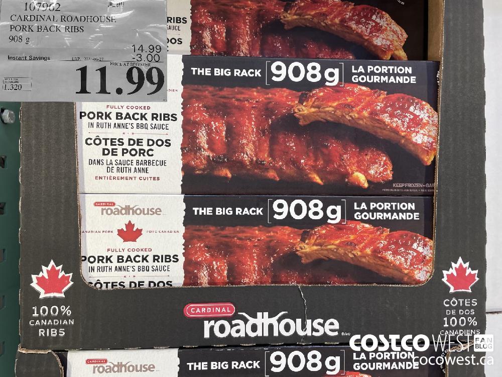 107962 CARDINAL ROADHOUSE PORK BACK RIBS 908 g ($3.00 INSTANT SAVINGS EXPIRES ON 2021-06-27) $11.99