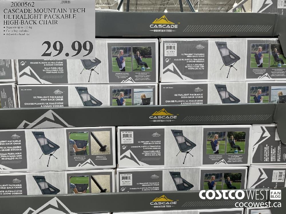 2000562 CASCADE MOUNTAIN TECH ULTRALIGHT PACKABLE HIGH-BACK CHAIR $29.99