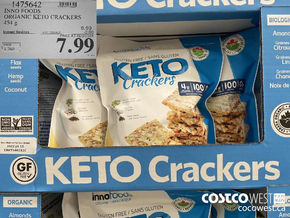1475642 INNO FOODS ORGANIC KETO CRACKERS 454 g ($2.00 INSTANT SAVINGS EXPIRES ON 2021-06-27) $7.99