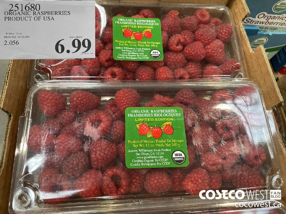 251680 ORGANIC RASPBERRIES PRODUCT OF USA $6.99