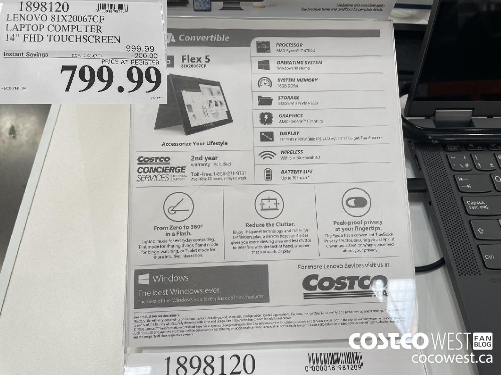 1898120 LENOVO 81X20067CF LAPTOP COMPUTER 14" FHD TOUCHSCREEN ($200.00 INSTANT SAVINGS EXPIRES ON 2021-07-04) $799.99