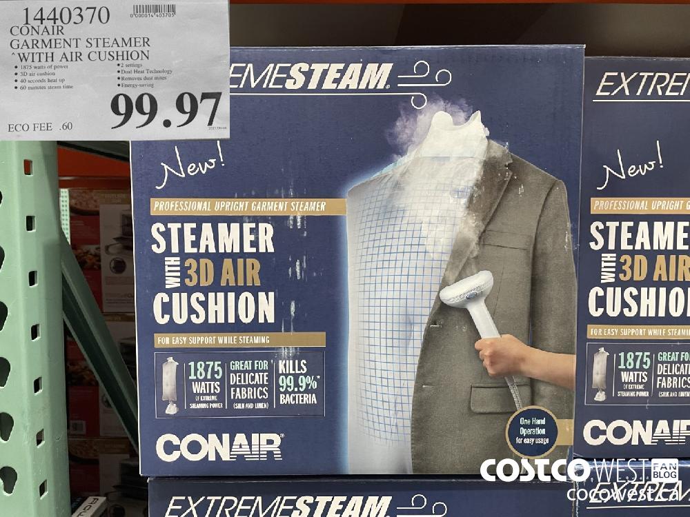 1440370 CONAIR GARMENT STEAMER WITH AIR CUSHION $99.97
