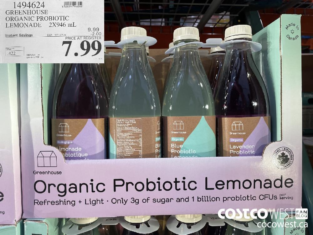 1494624 GREENHOUSE ORGANIC PROBIOTIC LEMONADE 2X946 mL ($2.00 INSTANT SAVINGS EXPIRES ON 2021-07-04) $7.99
