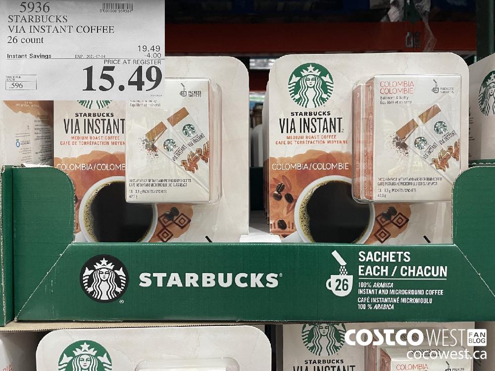 5936 STARBUCKS VIA INSTANT COFFEE 26 count ($4.00 INSTANT SAVINGS EXPIRES ON 2021-07-04) $15.49