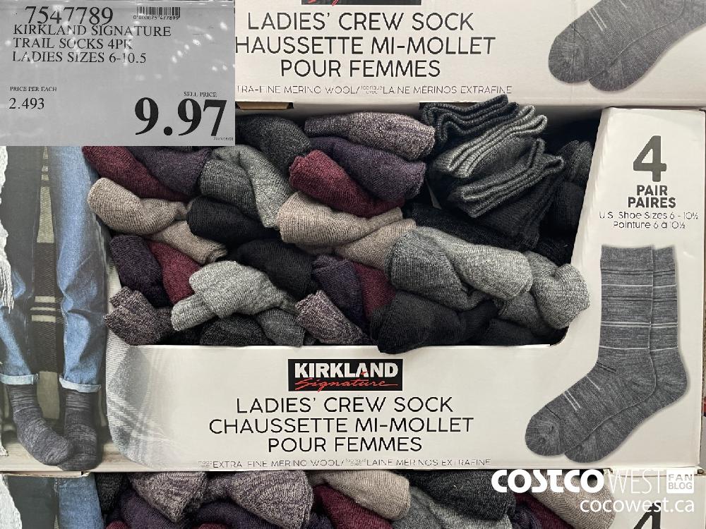 KIRKLAND SIGNATURE TRAIL SOCKS 4PK LADIES SIZES 6-10.5 at Costco