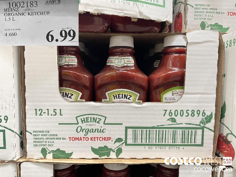 1002183 HEINZ ORGANIC KETCHUP 1.5L $6.99