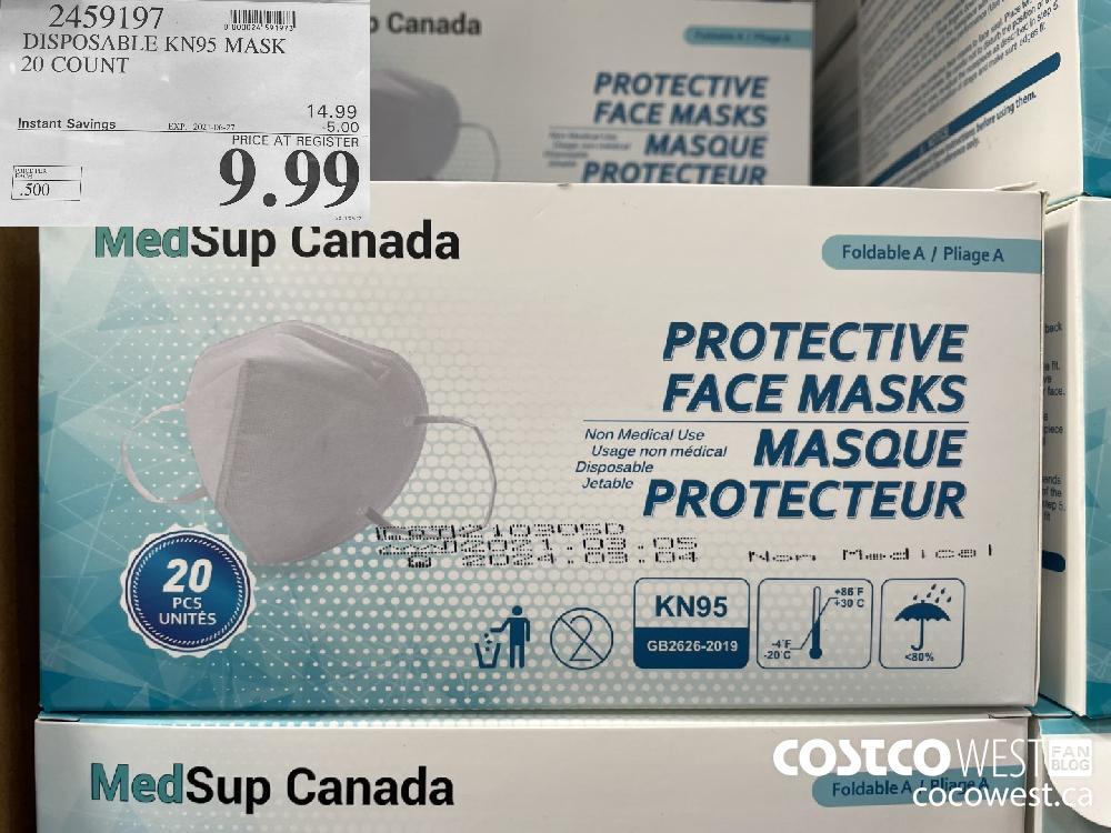 2459197 DISPOSABLE KN95 MASK 20 COUNT ($5.00 INSTANT SAVINGS EXPIRES ON 2021-06-27) $9.99