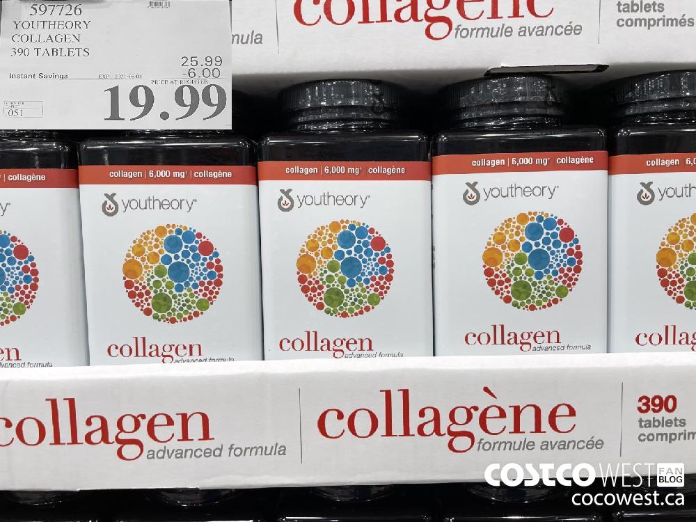 597726 YOUTHEORY COLLAGEN 390 TABLETS ($6.00 INSTANT SAVINGS EXPIRES ON 2021-08-01) $19.99