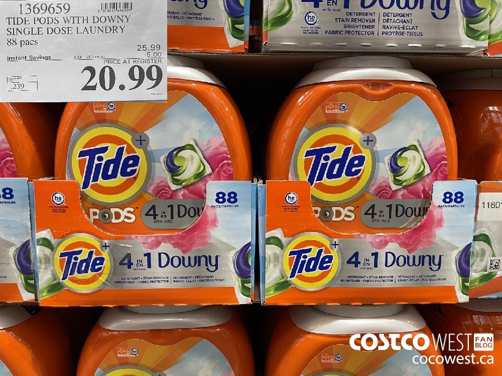 1369659 TIDE PODS WITH DOWNY SINGLE DOSE LAUNDRY 88 pacs ($5.00 INSTANT SAVINGS EXPIRES ON 2021-08-01) $20.99