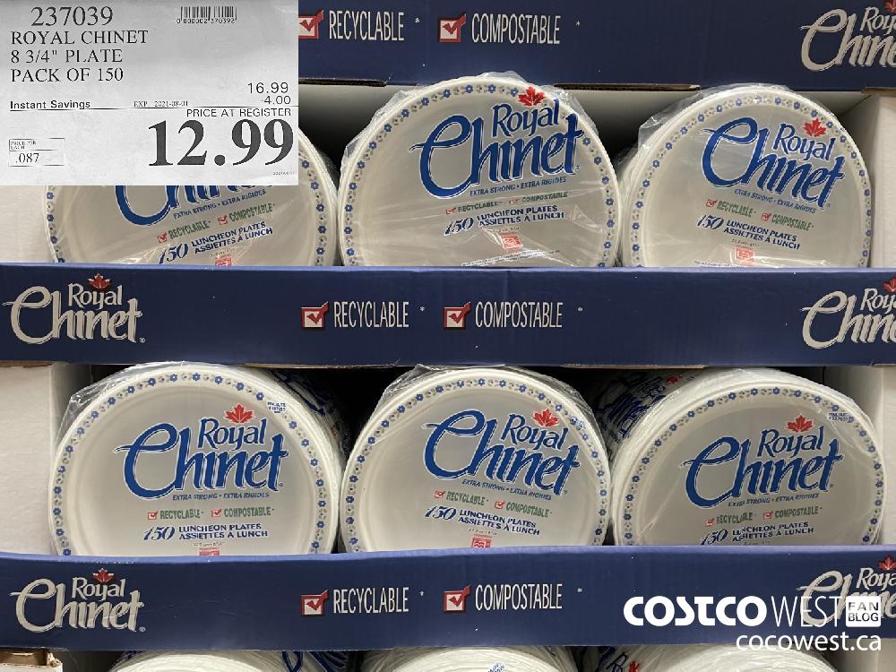237039 ROYAL CHINET 8 3/4" PLATE PACK OF 150 ($4.00 INSTANT SAVINGS EXPIRES ON 2021-08-01) $12.99