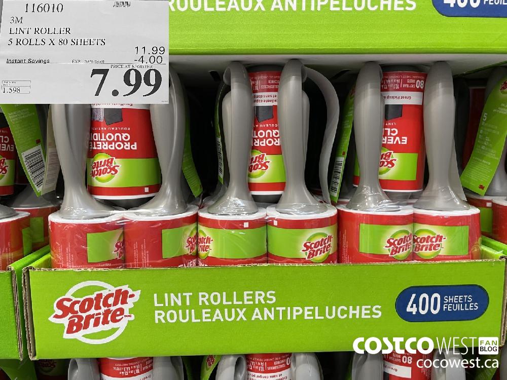 116010 3M LINT ROLLER 5 ROLLS X 80 SHEETS ($4.00 INSTANT SAVINGS EXPIRES ON 2021-08-01) $7.99