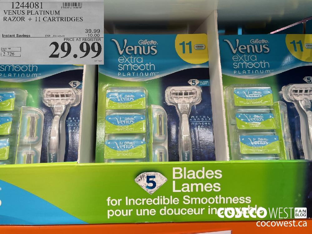 1244081 VENUS PLATINUM RAZOR + 11 CARTRIDGES ($10.00 INSTANT SAVINGS EXPIRES ON 2021-08-01) $29.99