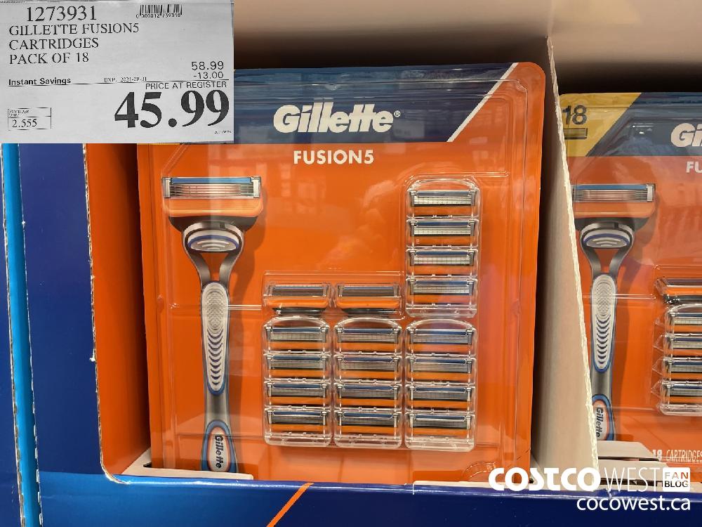 1273931 GILLETTE FUSIONS CARTRIDGES PACK OF 18 ($13.00 INSTANT SAVINGS EXPIRES ON 2021-08-01) $45.99