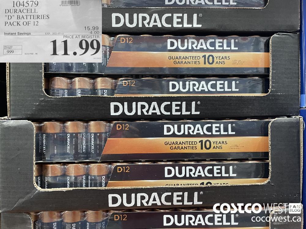 104579 DURACELL "D" BATTERIES PACK OF 12 ($4.00 INSTANT SAVINGS EXPIRES ON 2021-07-11) $11.99