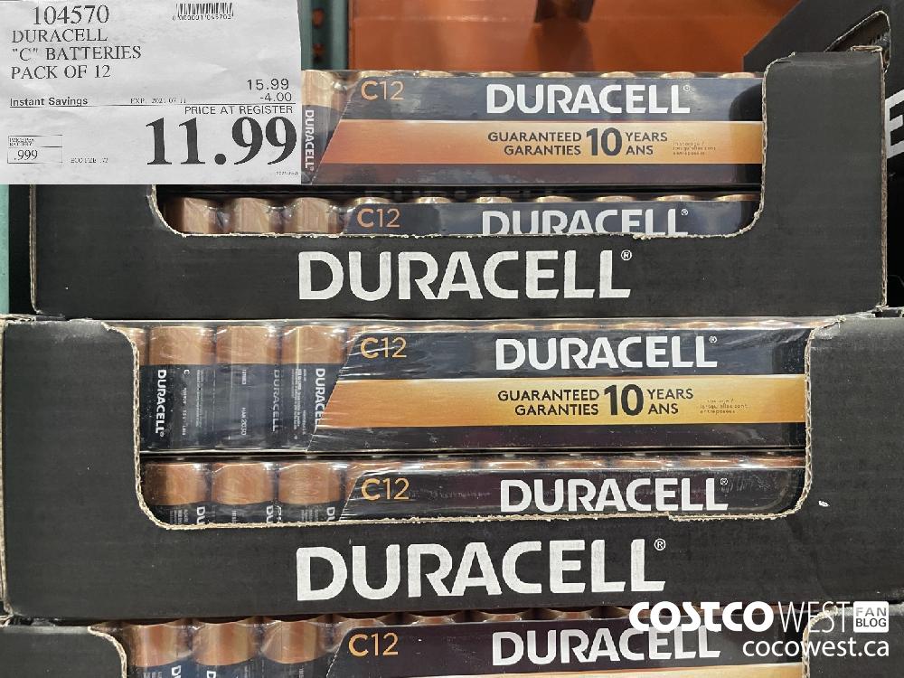104570 DURACELL "C" BATTERIES PACK OF 12 ($4.00 INSTANT SAVINGS EXPIRES ON 2021-07-11) $11.99