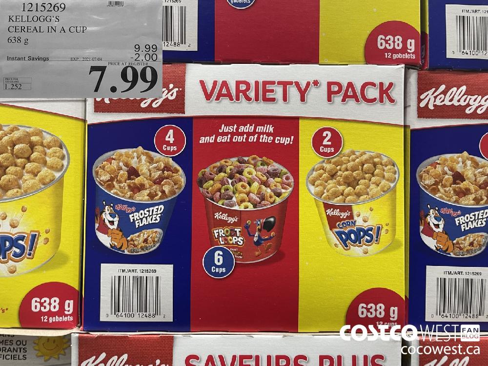 1215269 KELLOGG'S CEREAL IN A CUP 638 g ($2.00 INSTANT SAVINGS EXPIRES ON 2021-07-04) $7.99