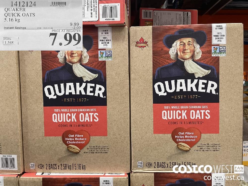 1412124 QUAKER QUICK OATS 5.16 kg ($2.00 INSTANT SAVINGS EXPIRES ON 2021-07-04) $7.99