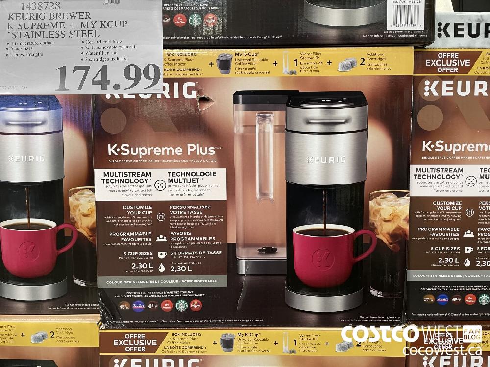 1438728 KEURIG BREWER K-SUPREME + MY KCUP STAINLESS STEEL $174.99