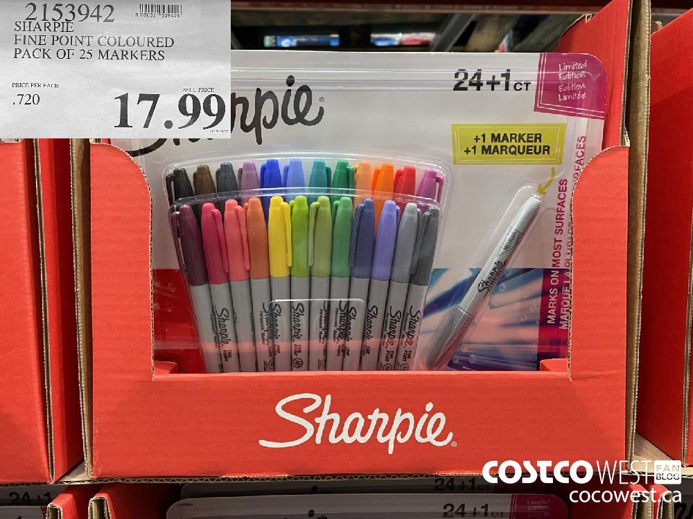 2153942 SHARPIE FINE POINT COLOURED PACK OF 25 MARKERS $17.99
