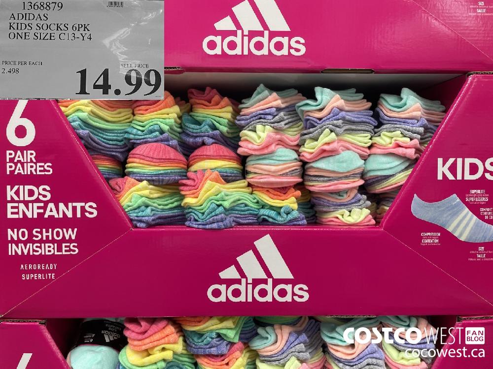 1368879 ADIDAS KIDS SOCKS 6PK ONE SIZE C13-Y4 $14.99