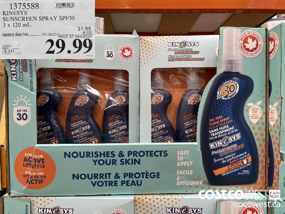 1375588 KINESYS SUNSCREEN SPRAY SPF30 3 x 120 mL ($8.00 INSTANT SAVINGS EXPIRES ON 2021-07-11) $29.99
