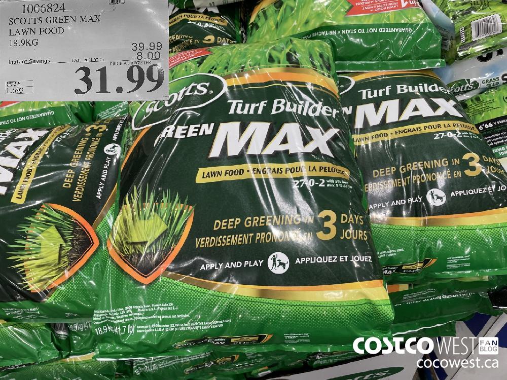 1006824 SCOTTS GREEN MAX LAWN FOOD 18.9KG ($8.00 INSTANT SAVINGS EXPIRES ON 2021-07-25) $31.99