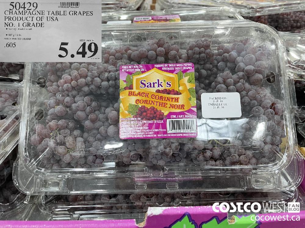 50429 CHAMPAGNE TABLE GRAPES PRODUCT OF USA N O. 1 GRADE $5.49