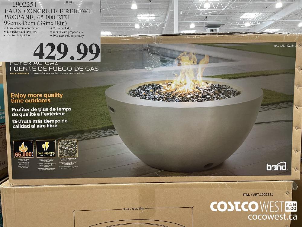 1902351 FAUX CONCRETE FIREBOWL PROPANE, 65,000 BTU 99cmx45cm (39inx18in) $429.99