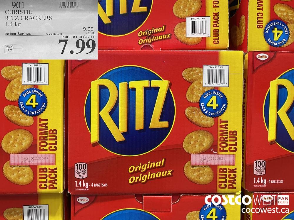 901 CHRISTIE RITZ CRACKERS 1.4 kg EXP. 2021-07-18 7.99 $2.00
