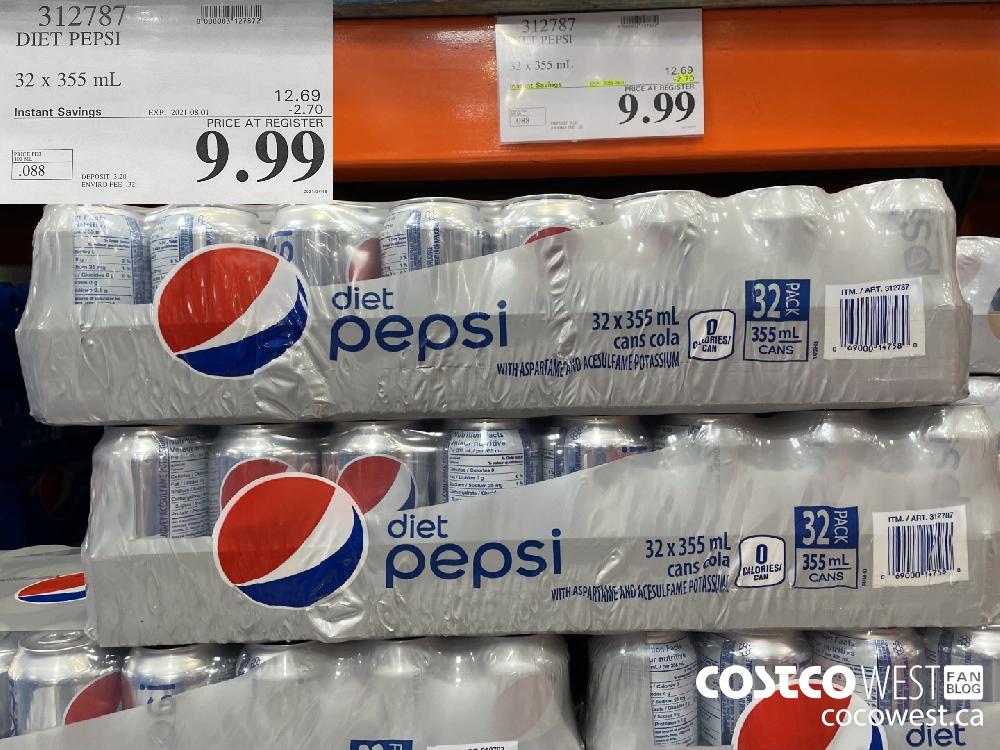 312787 DIET PEPSI 32 x 355 mL ($2.70 INSTANT SAVINGS EXPIRES ON 2021-08-01) $9.99
