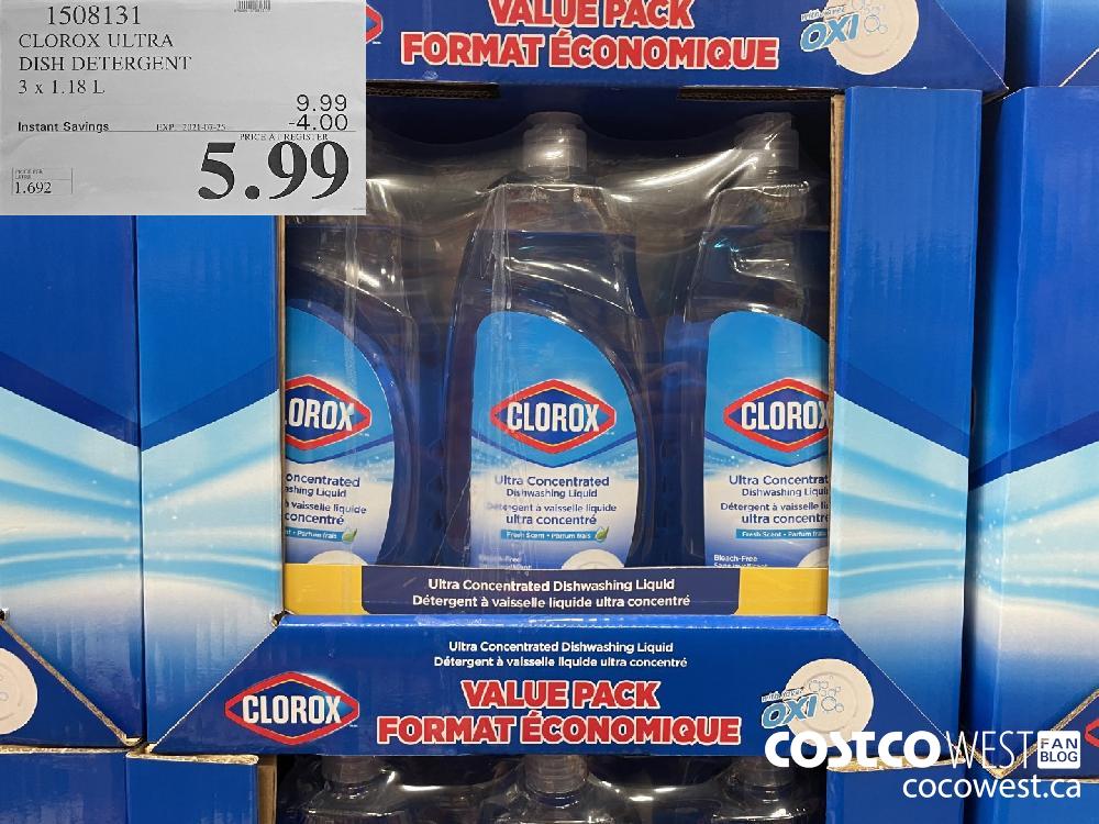 1508131 CLOROX ULTRA DISH DETERGENT 3 x 1.18 L ($4.00 INSTANT SAVINGS EXPIRES ON 2021-07-25) $5.99
