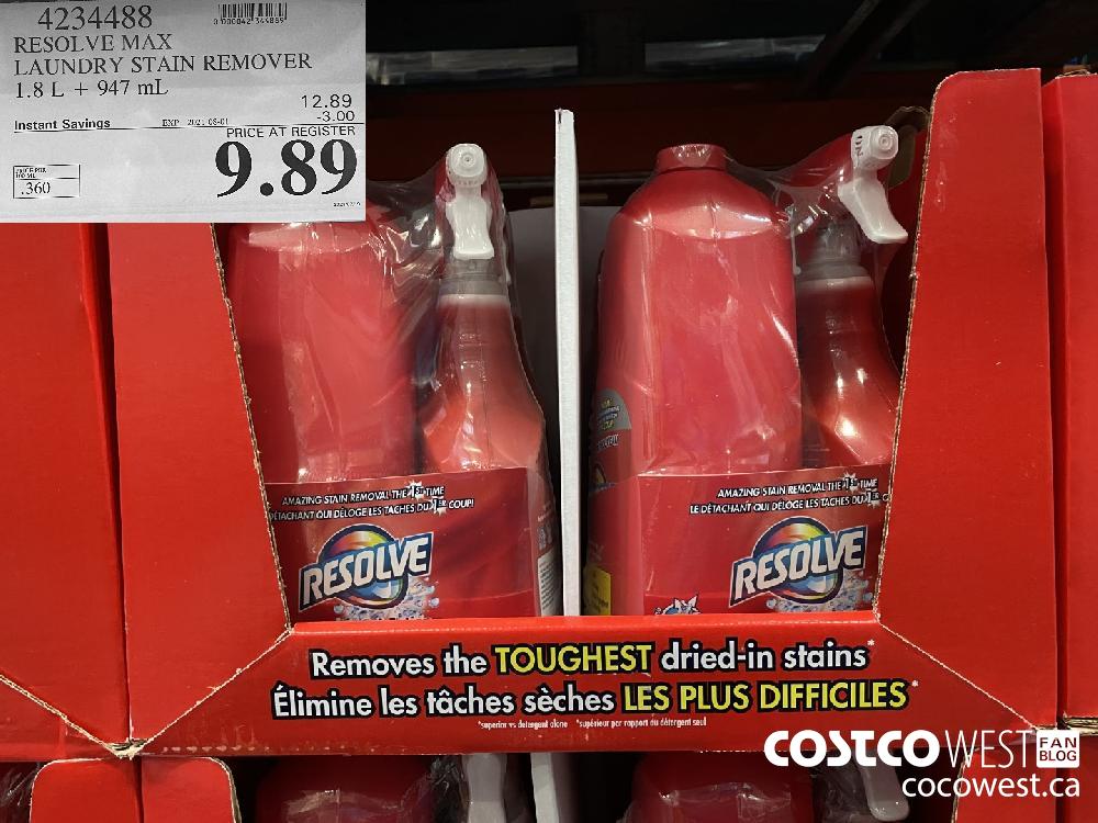 4234488 RESOLVE MAX LAUNDRY STAIN REMOVER 1.8L + 947 mL ($3.00 INSTANT SAVINGS EXPIRES ON 2021-08-01) $9.89