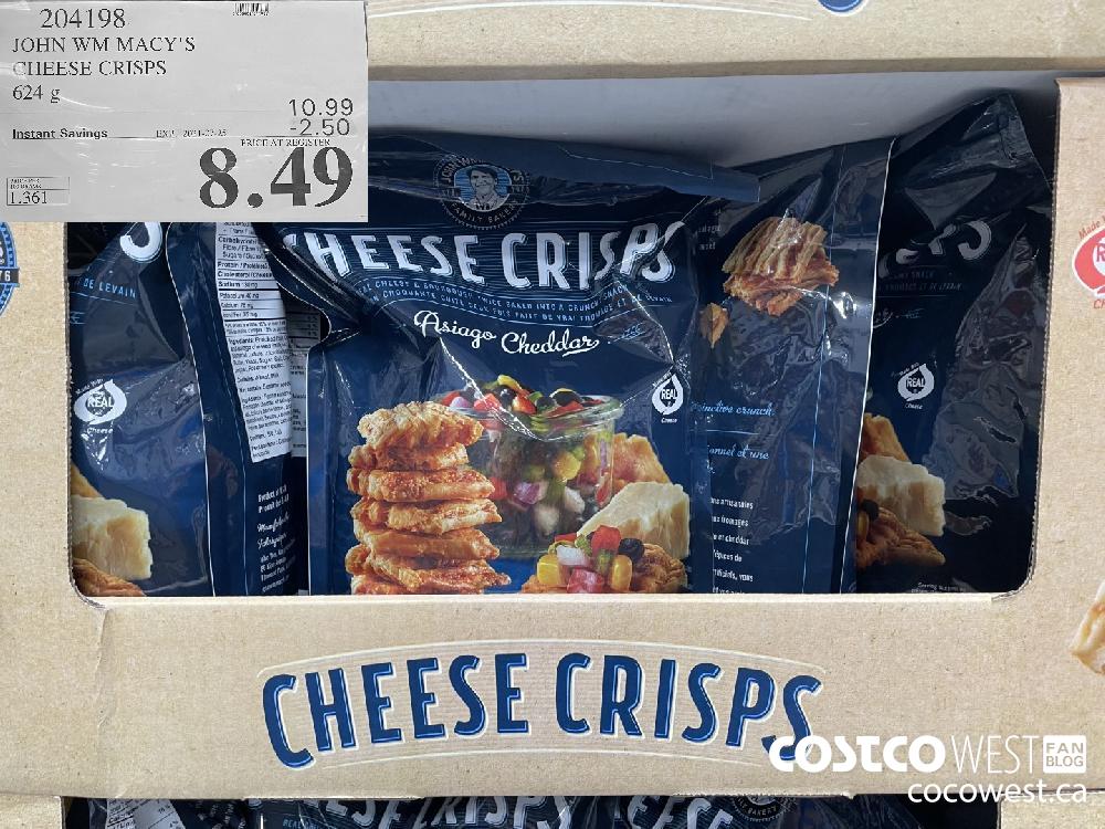 204198 JOHN WM MACY'S CHEESE CRISPS 624 g ($2.50 INSTANT SAVINGS EXPIRES ON 2021-07-25) $8.49