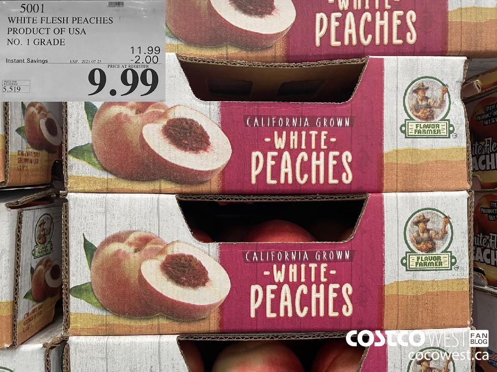 5001 WHITE FLESH PEACHES PRODUCT OF USA NO. 1 GRADE ($2.00 INSTANT SAVINGS EXPIRES ON 2021-07-25) $9.99