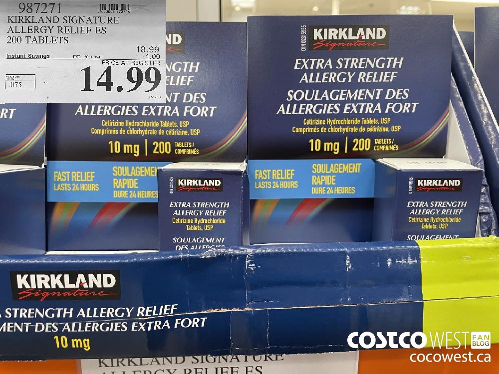 987271 KIRKLAND SIGNATURE ALLERGY RELIEF ES 200 TABLETS ($4.00 INSTANT SAVINGS EXPIRES ON 2021-08-01) $14.99