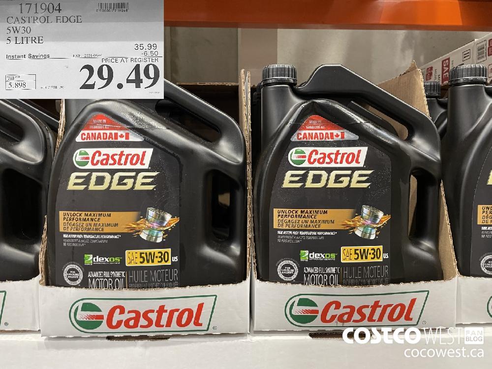 171904 CASTROL EDGE 5W30 5 LITRE ($6.50 INSTANT SAVINGS EXPIRES ON 2021-08-01) $29.49