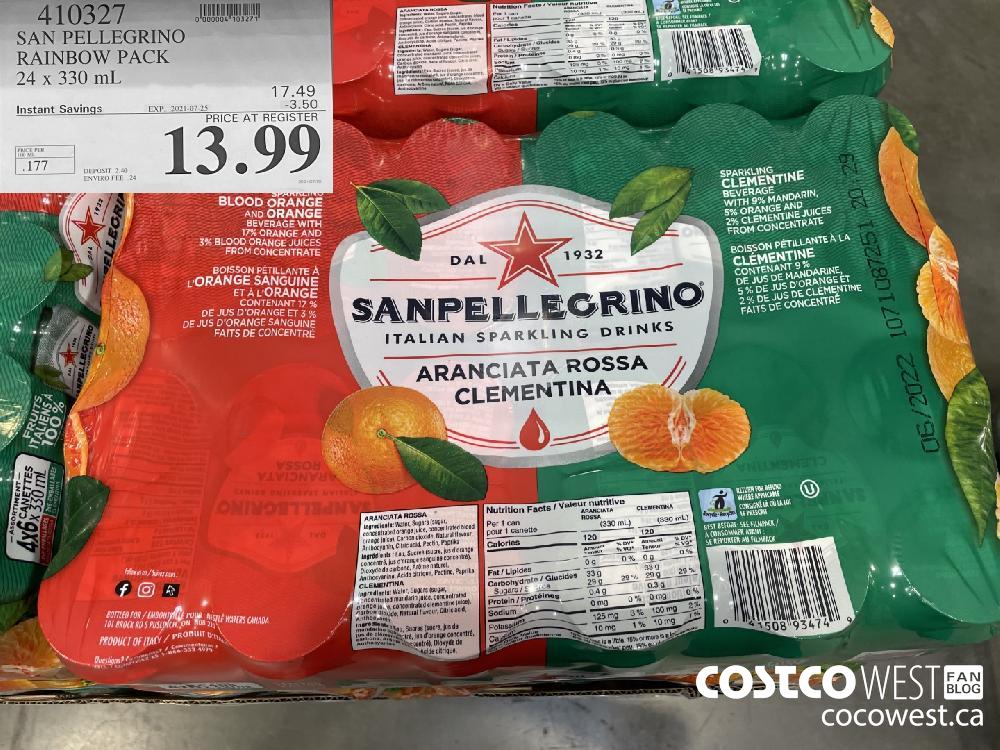 410327 SAN PELLEGRINO RAINBOW PACK 24 x 330 mL ($3.50 INSTANT SAVINGS EXPIRES ON 2021-07-25) $13.99