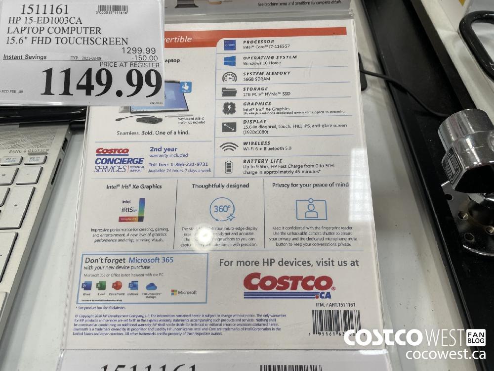 1511161 HP 15-ED1003CA LAPTOP COMPUTER 15.6" FHD TOUCHSCREEN ($150.00 INSTANT SAVINGS EXPIRES ON 2021-08-08) $1149.99