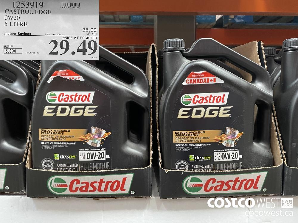 1253919 CASTROL EDGE 0W20 5 LITRE ($6.50 INSTANT SAVINGS EXPIRES ON 2021-08-01) $29.49