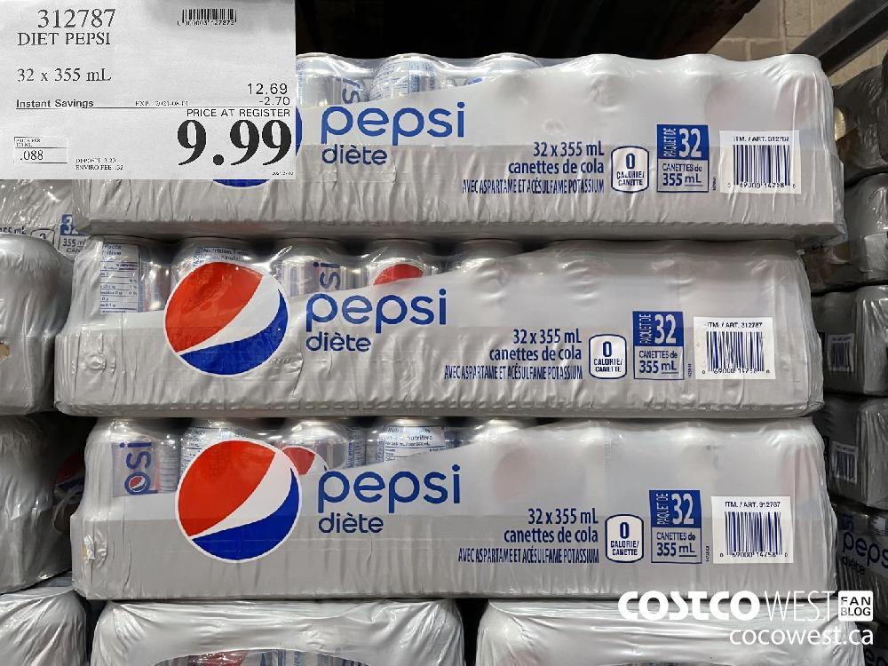 312787 DIET PEPSI 32 x 355 mL ($2.70 INSTANT SAVINGS EXPIRES ON 2021-08-01) $9.99